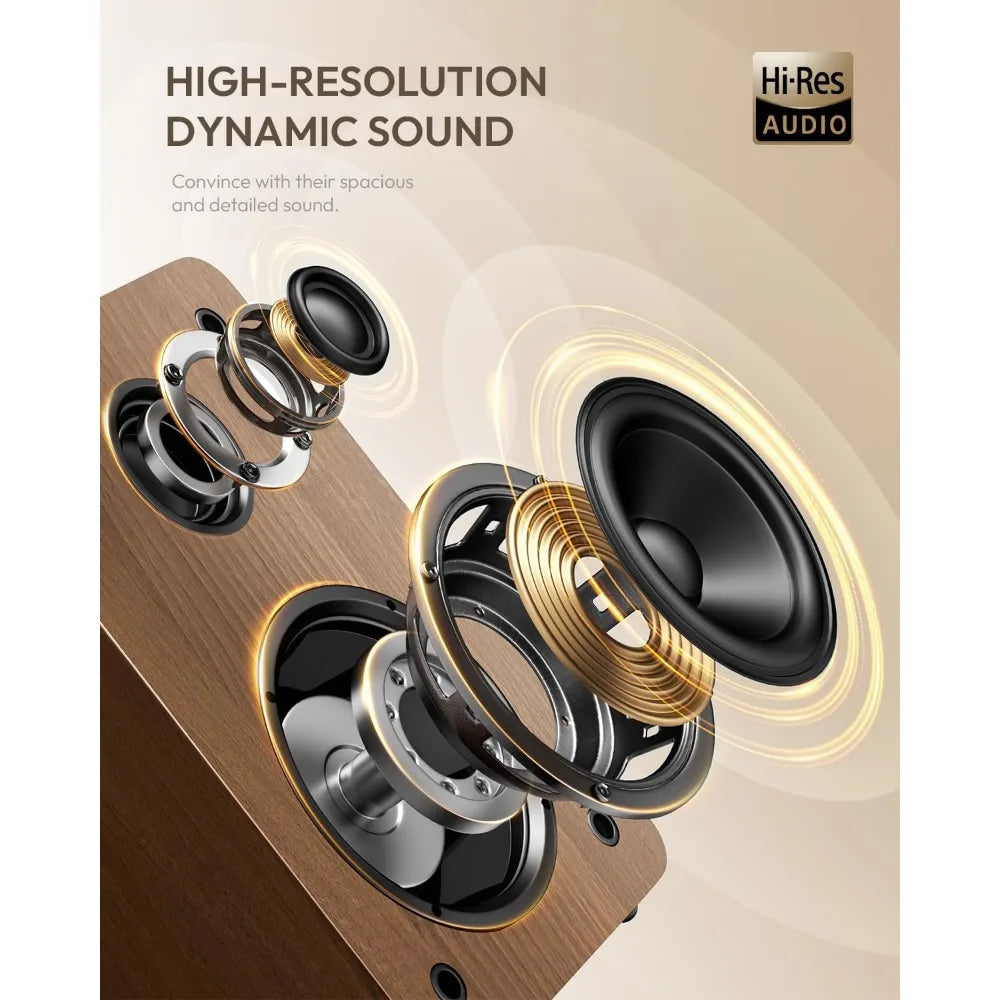 Vinyl Record Player with Stereo Speakers, Turntable with Built-in Preamp, S-Shaped Tonearm, 33/45 RPM
