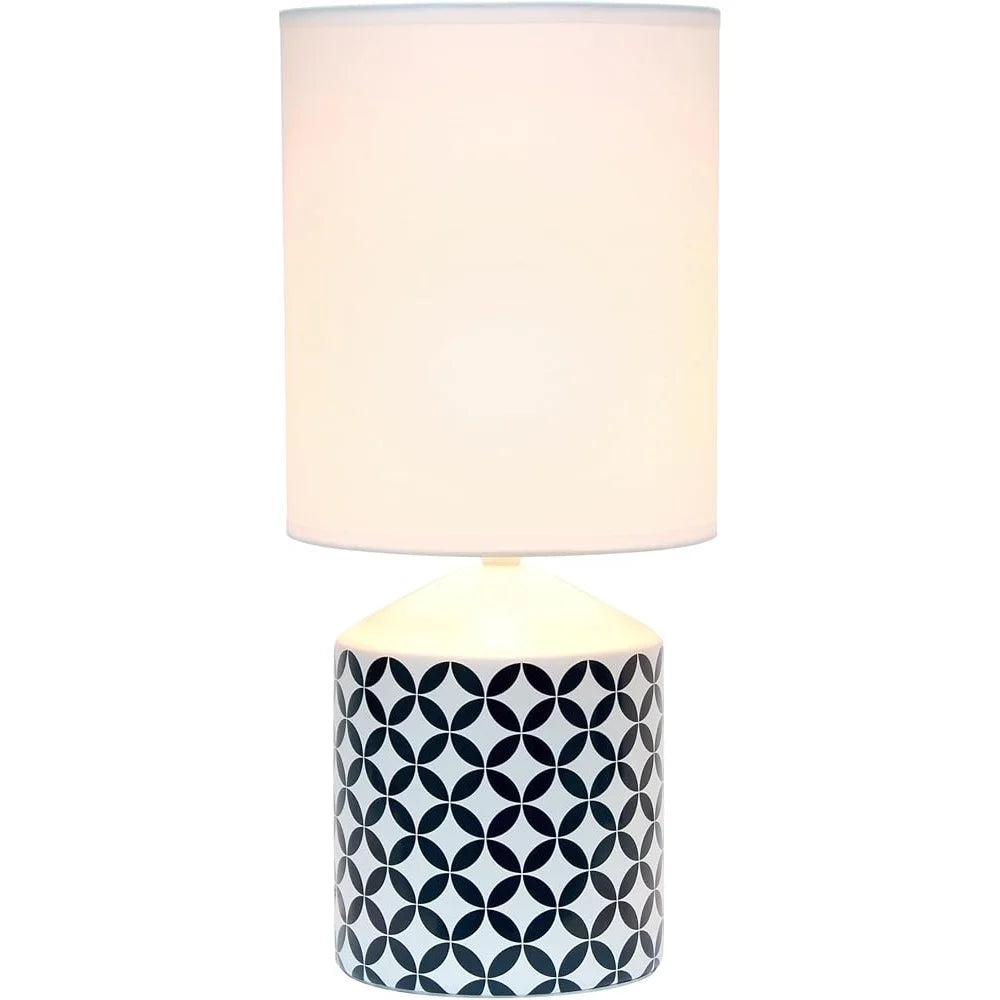 Printed Jug Table Lamp with White Drum Shade Rustic Elegance Living Room Bedroom Office Versatile Home Decor Easy On Off Switch