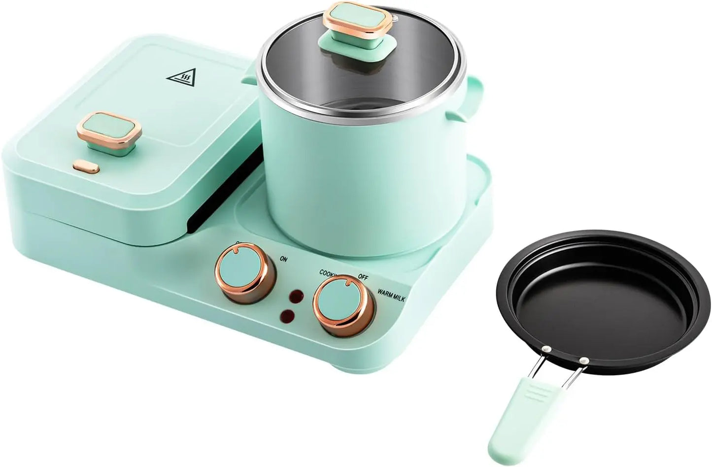 Electric 3in1 Breakfast Station 110V Mini Toaster Bread Multifunctional Kitchen Appliance with Frying Pan for Making Noodles