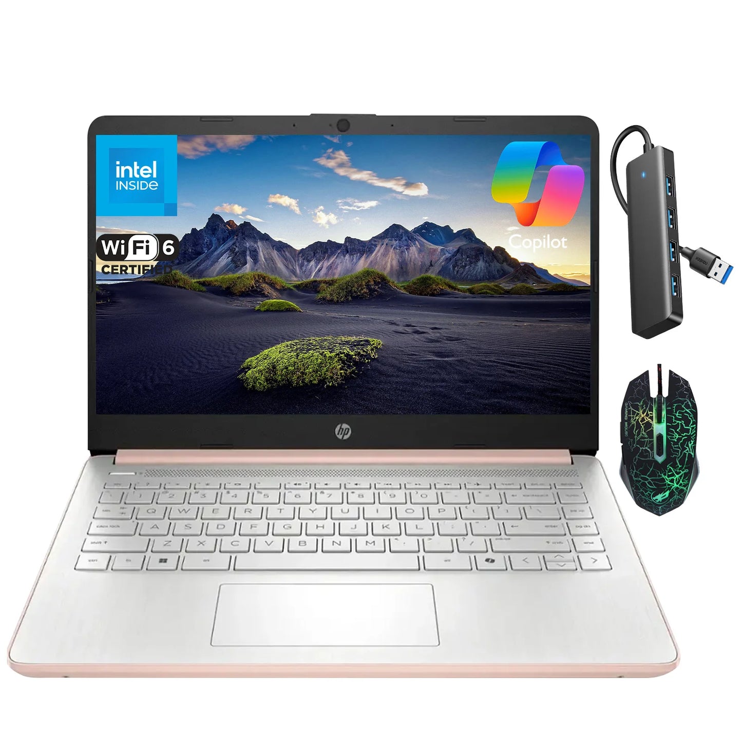 HP 14" Laptop Computer,  Up to 16GB RAM, Up to 384GB Storage(128GB UFS onboard), Intel Processor N150, Windows 11 Pro, USB HUB
