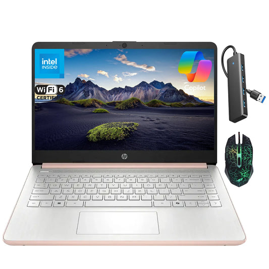 HP 14" Laptop Computer,  Up to 16GB RAM, Up to 384GB Storage(128GB UFS onboard), Intel Processor N150, Windows 11 Pro, USB HUB