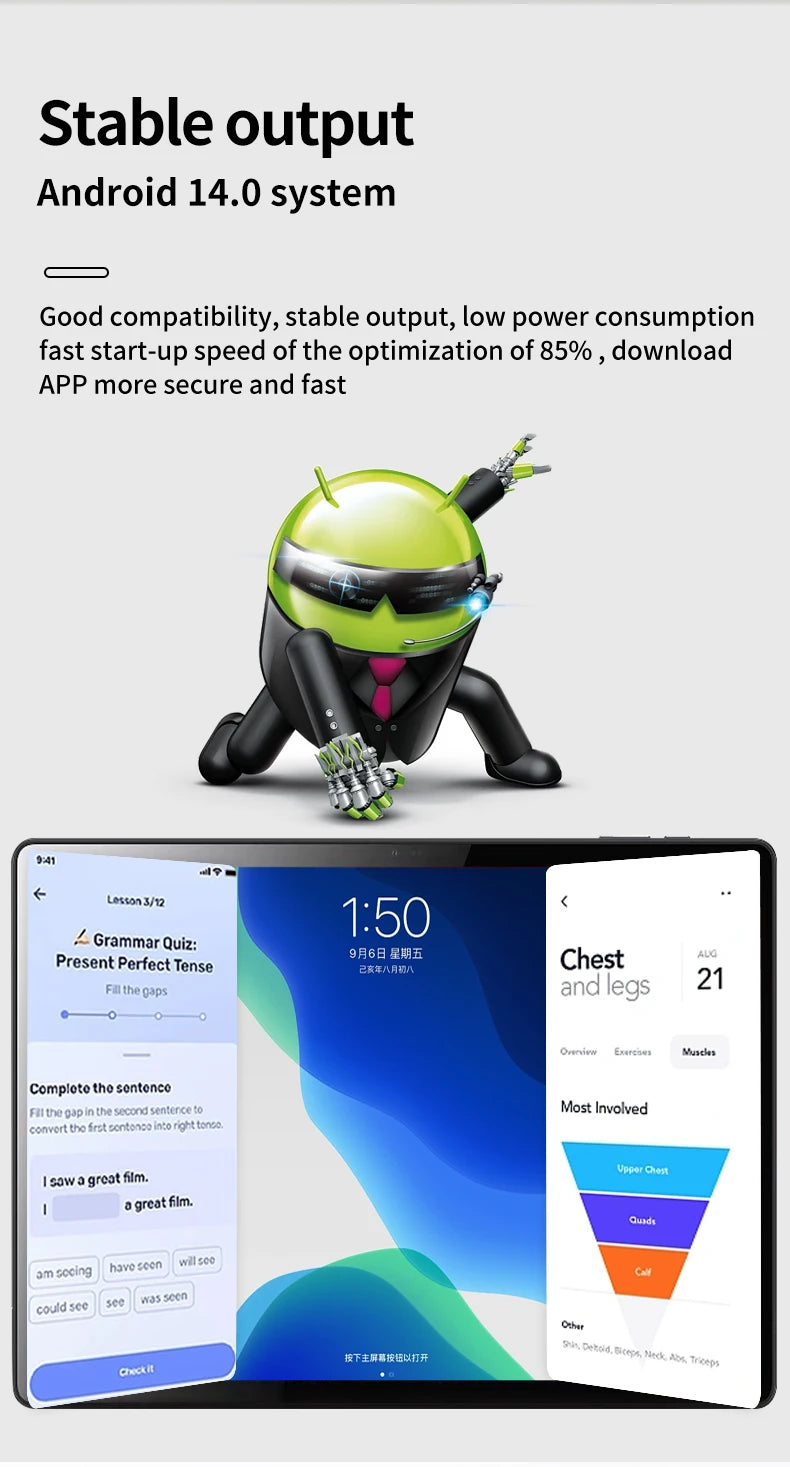 2025 New Arrival 14 Inch 10 Core Tablet Android 13 Google Play Dual 4G/5G Network GPS Bluetooth WiFi Tablets 20GB RAM 1TB ROM
