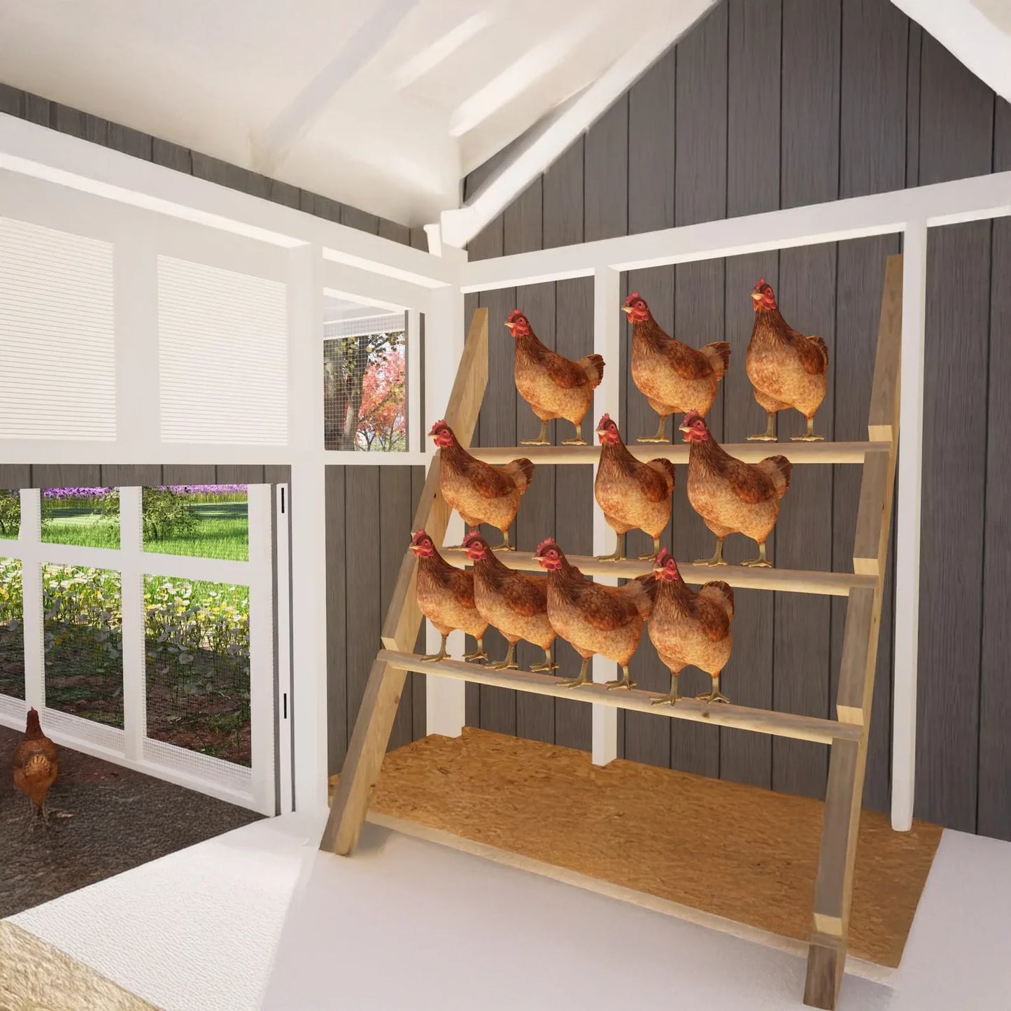 8x32 Large Chicken Coop Plans with 24ft Run – DIY Hen House for 24 Chickens ( Printed plans )