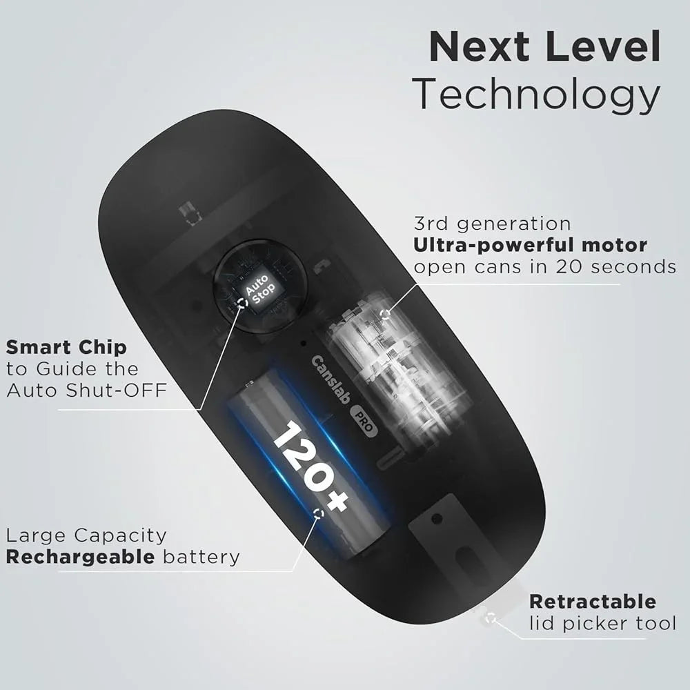 Rechargeable Electric Can Opener Auto Stop Hands Free Magnetic Lid Lifter Ergonomic Safe Smooth Edge Kitchen Tool Seniors