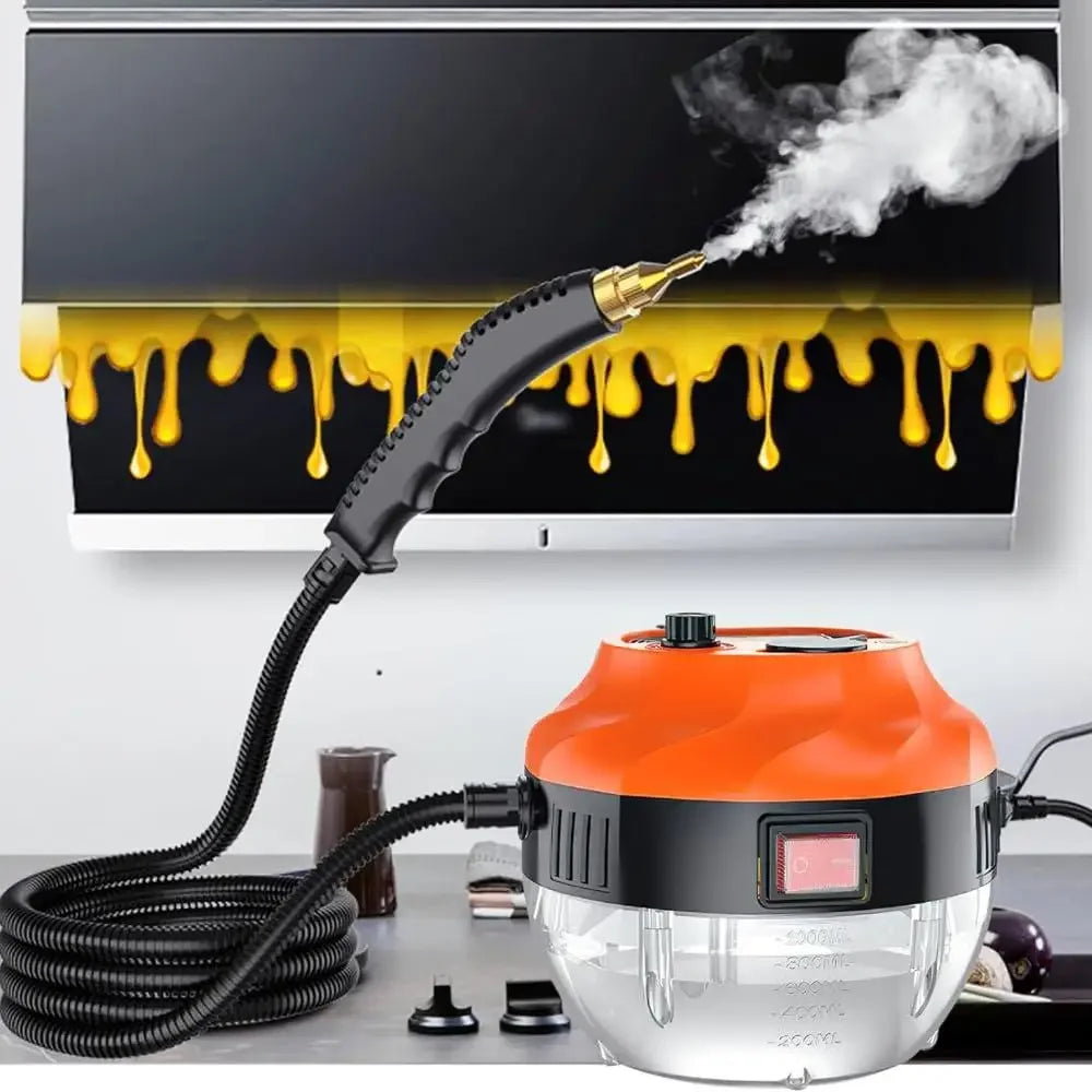 Handheld Steam Cleaner 2500W High Pressure Portable Electric Steamer Home Car Kitchen Cleaner with 3 Brush Heads 1L Tank