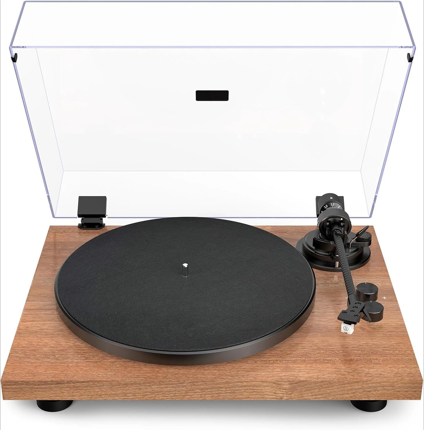 Bluetooth Vinyl Turntable Built-in Preamp Phono/Line Switch Adj Counterweight Anti-Skate Var Pitch Ctrl Mag Cartridge 2-Spd
