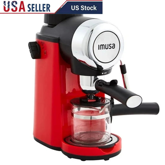 4 Cup Espresso Cappuccino Maker 800W Electric Frothing Wand Glass Carafe Removable Drip Tray Manual Operation Kitchen Appliance