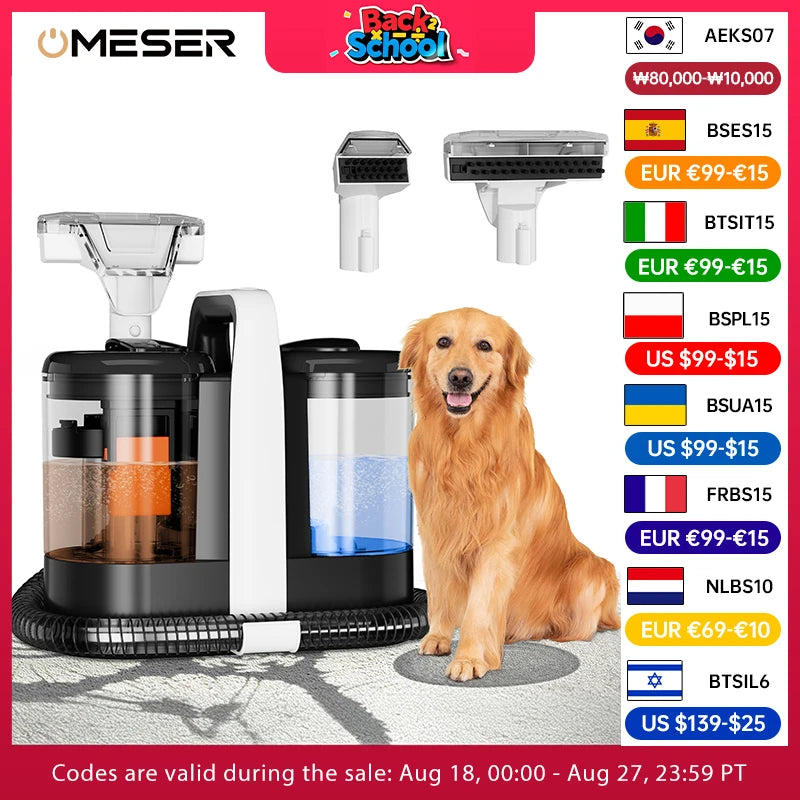 OMESER W07 Handheld Carpet Cleaner 600W 15Kpa Corded Spot Clean Machine Wet Fabric Carpet Sofa Cleaning Pet Portable Car