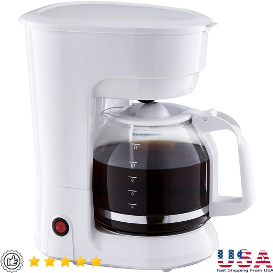 12 Cup Coffee Maker 1.8L Plastic Glass Auto Keep Warm Indicator Light Dishwasher Safe Ideal Home Kitchen Use