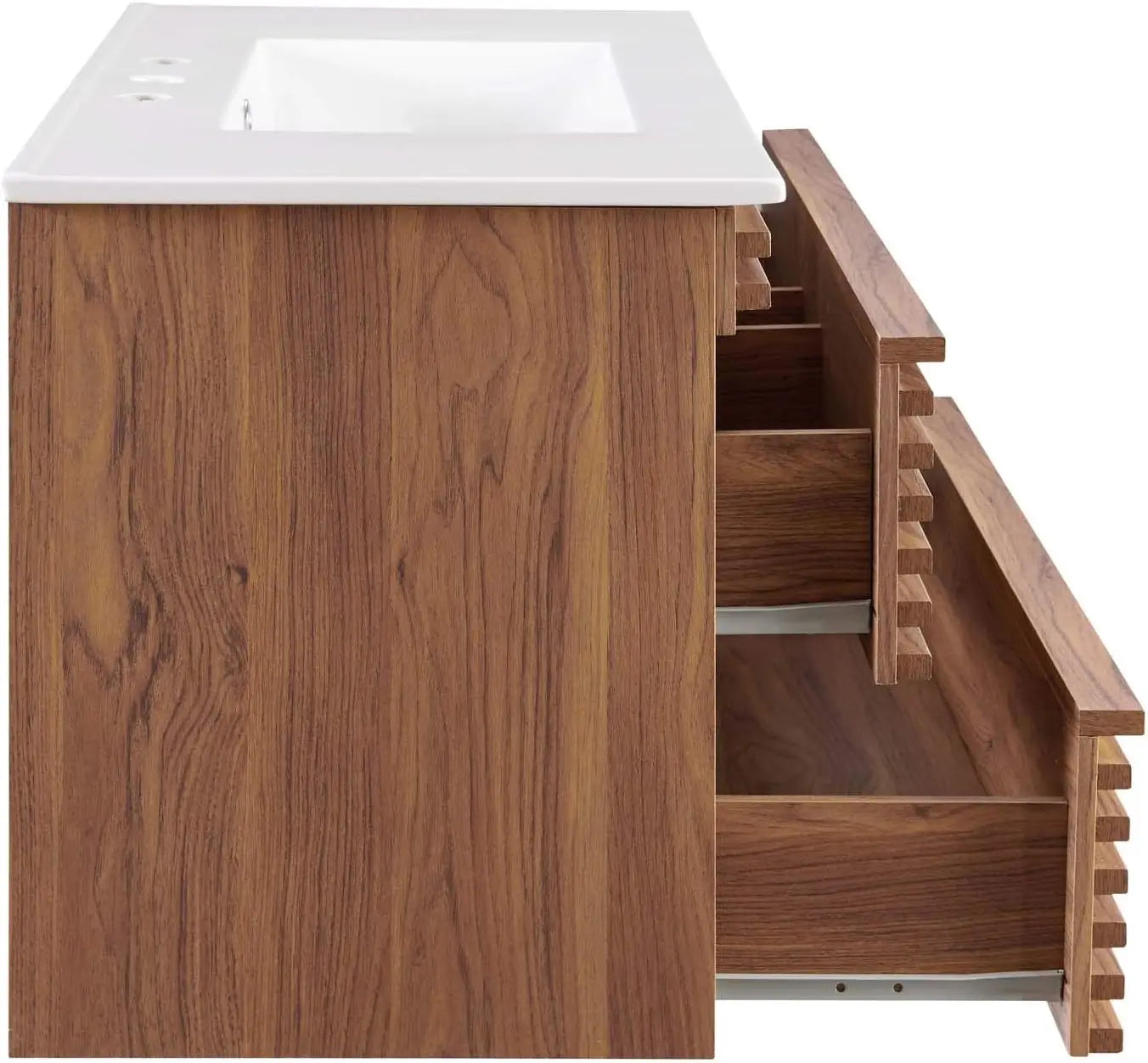 Render 36" Wall-Mount Bathroom Vanity in Walnut White