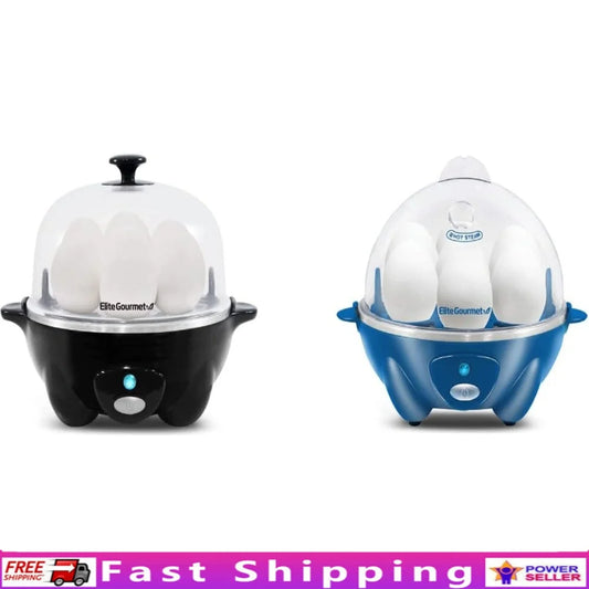 Rapid Egg Cooker 7 Egg Capacity Easy Peel Timer Auto Shut Off Electric Kitchen Appliance with Poaching Tray Measuring Cup