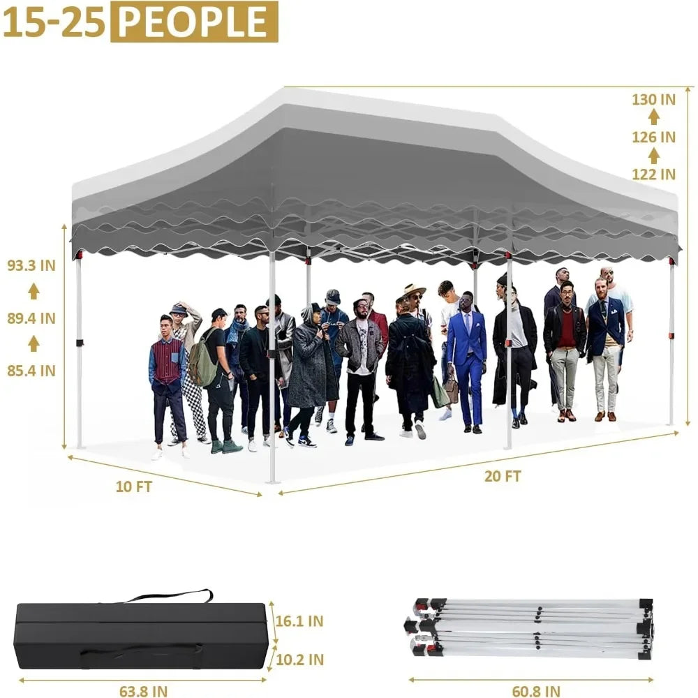 10×20 ft Heavy-Duty Party Tent – Outdoor Wedding Canopy with Carry Bag, 4 Sidewalls, 2 Zip Doors & 6 Sandbags