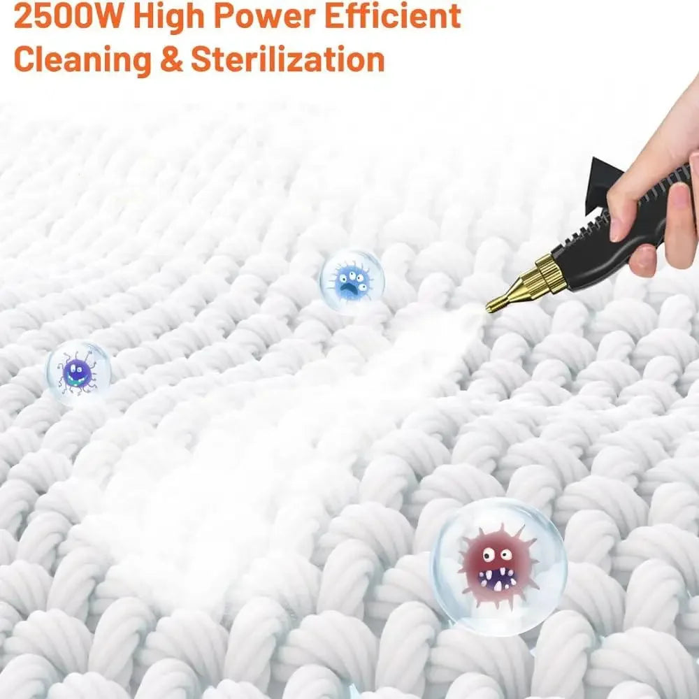 Handheld Steam Cleaner 2500W High Pressure Portable Electric Steamer Home Car Kitchen Cleaner with 3 Brush Heads 1L Tank