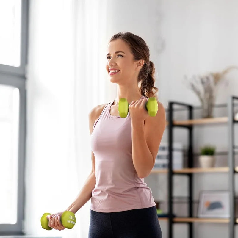 HolaHatha Neoprene Dumbbell Free Hand Weight Set with Rack,Ideal for Home Exercises to Gain Tone and Definition 56 LB Multicolor