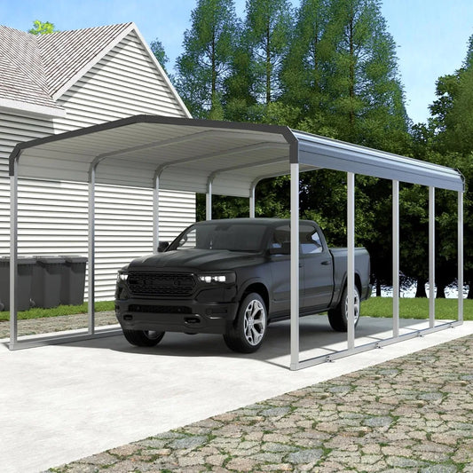 12x20 FT Metal Carport, Heavy Duty Carport Canopy with Galvanized Steel Frame and Roof, Outdoor Storage Shed, Car Tent Garage S