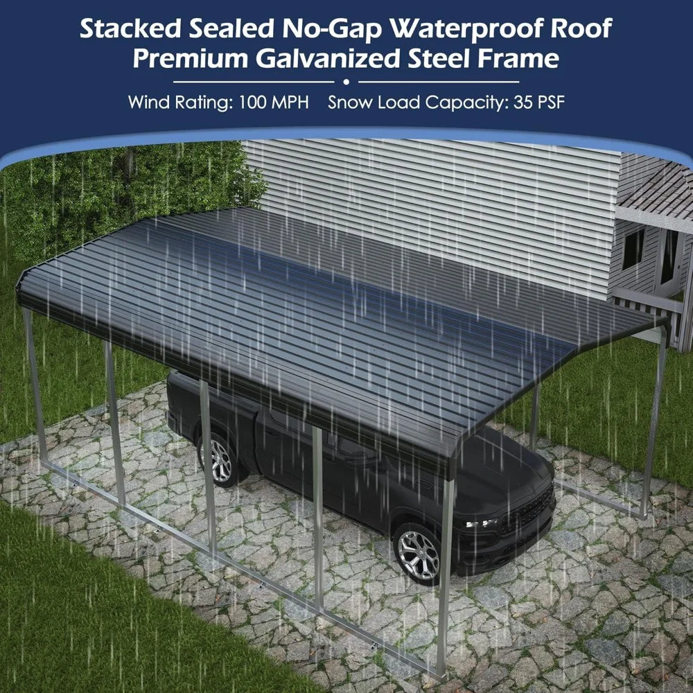 12x20 FT Metal Carport, Heavy Duty Carport Canopy with Galvanized Steel Frame and Roof, Outdoor Storage Shed, Car Tent Garage S