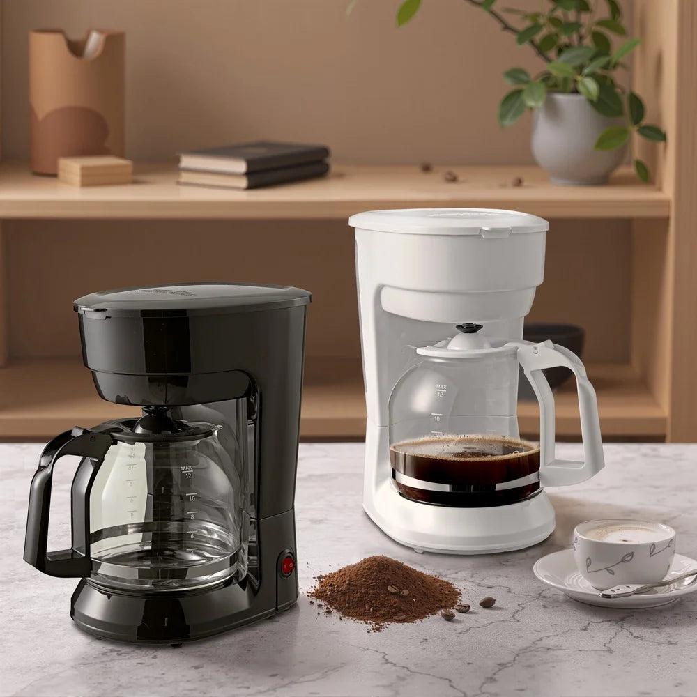 12 Cup Coffee Maker 1.8L Plastic Glass Auto Keep Warm Indicator Light Dishwasher Safe Ideal Home Kitchen Use