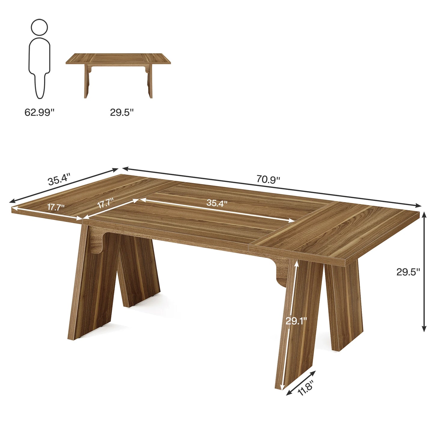 Tribesigns 70.9" Executive Desk, Large Office Computer Desk with Thicken Frame, Solid Wood Farmhouse Office Desk