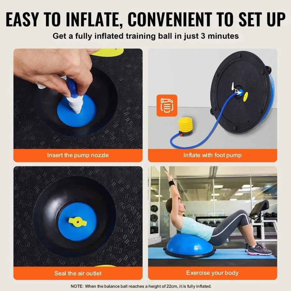 Exercise Ball Trainer for Strength Training 23 Inch Balance & Stability Ball with Resistance Bands and Foot Pump for home Gym Up