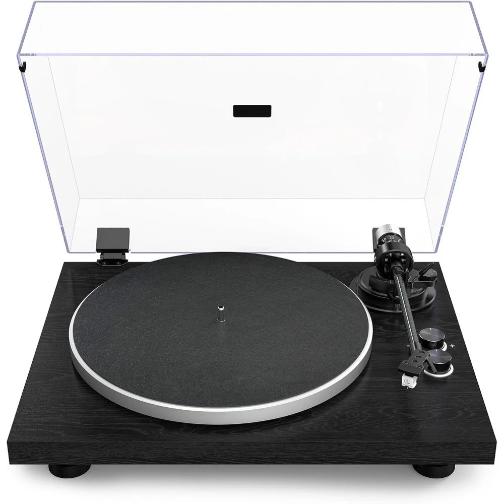 Bluetooth Vinyl Turntable Built-in Preamp Phono/Line Switch Adj Counterweight Anti-Skate Var Pitch Ctrl Mag Cartridge 2-Spd