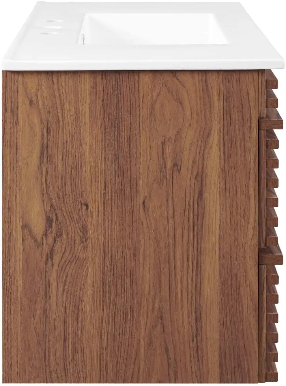 Render 36" Wall-Mount Bathroom Vanity in Walnut White