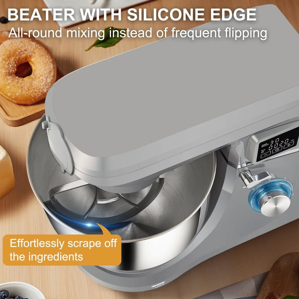 7.4 Qt Stand Mixer with Stainless Steel Bowl Dough Hook Beater Whisk Meat Grinder Juice Cup LCD Touch Panel
