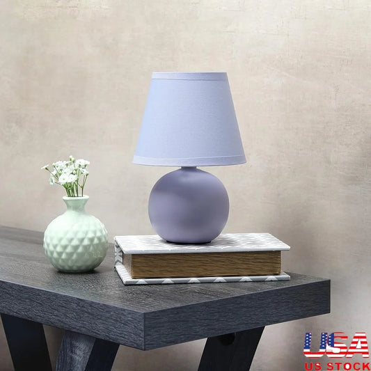 Mini Ceramic Globe Table Lamp with Fabric Shade Living Room Bedroom Office Kids Room Dorm 40W E12 Bulb Required