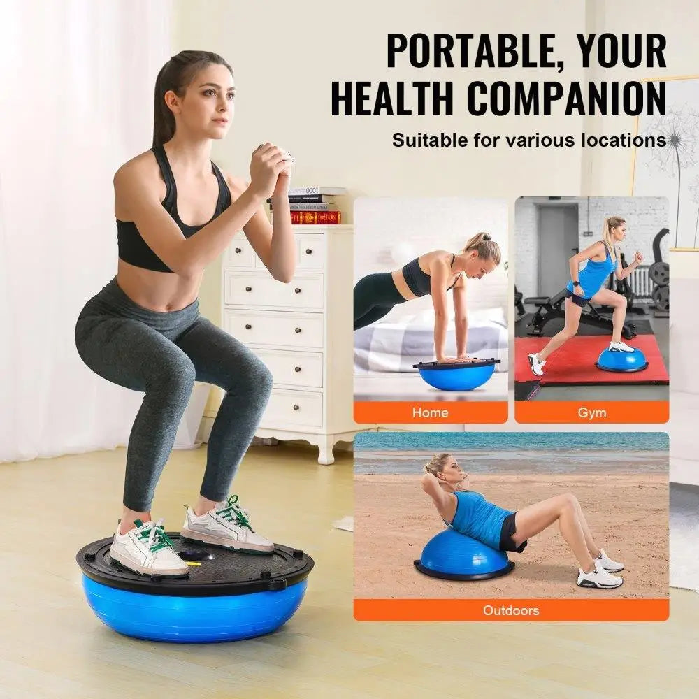 Exercise Ball Trainer for Strength Training 23 Inch Balance & Stability Ball with Resistance Bands and Foot Pump for home Gym Up