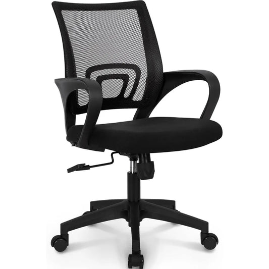 Office Desk Computer Chair Ergonomic Mesh Gaming Mid Back Seat with Comfy Lumbar Support Adjustable Height Swivel for Home Task