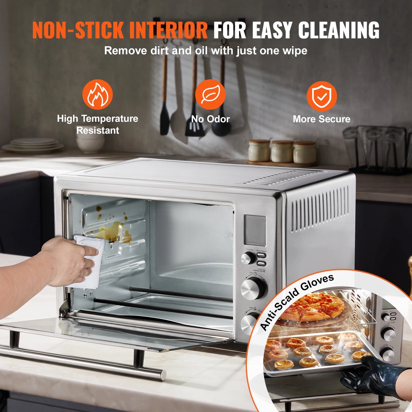 SucceBuy 10-IN-1 Convection Oven, 28L/29.6Qt Multifunctional Conventional Oven Countertop, 1800W 4-Tier Toaster