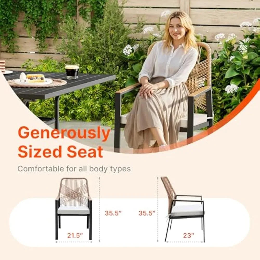 "Outdoor Patio Dining Set, 5-Piece Rattan Table & Chairs Set with Cushions, Umbrella Hole & Wicker Design – Perfect for Outdoor