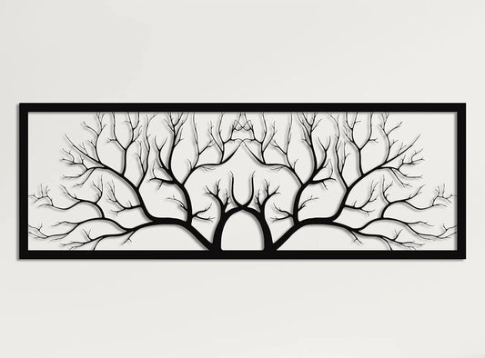 Metal Tree Wall Art, Metal Branch Wall Decoration, Home Living Room Wall Art (59" W x 21" H / 150x53cm)