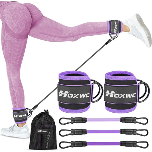 Ankle Resistance Bands with Cuffs for Leg and Booty Workouts: Effective Hip Fitness Training Equipment for Kickbacks and Butt L