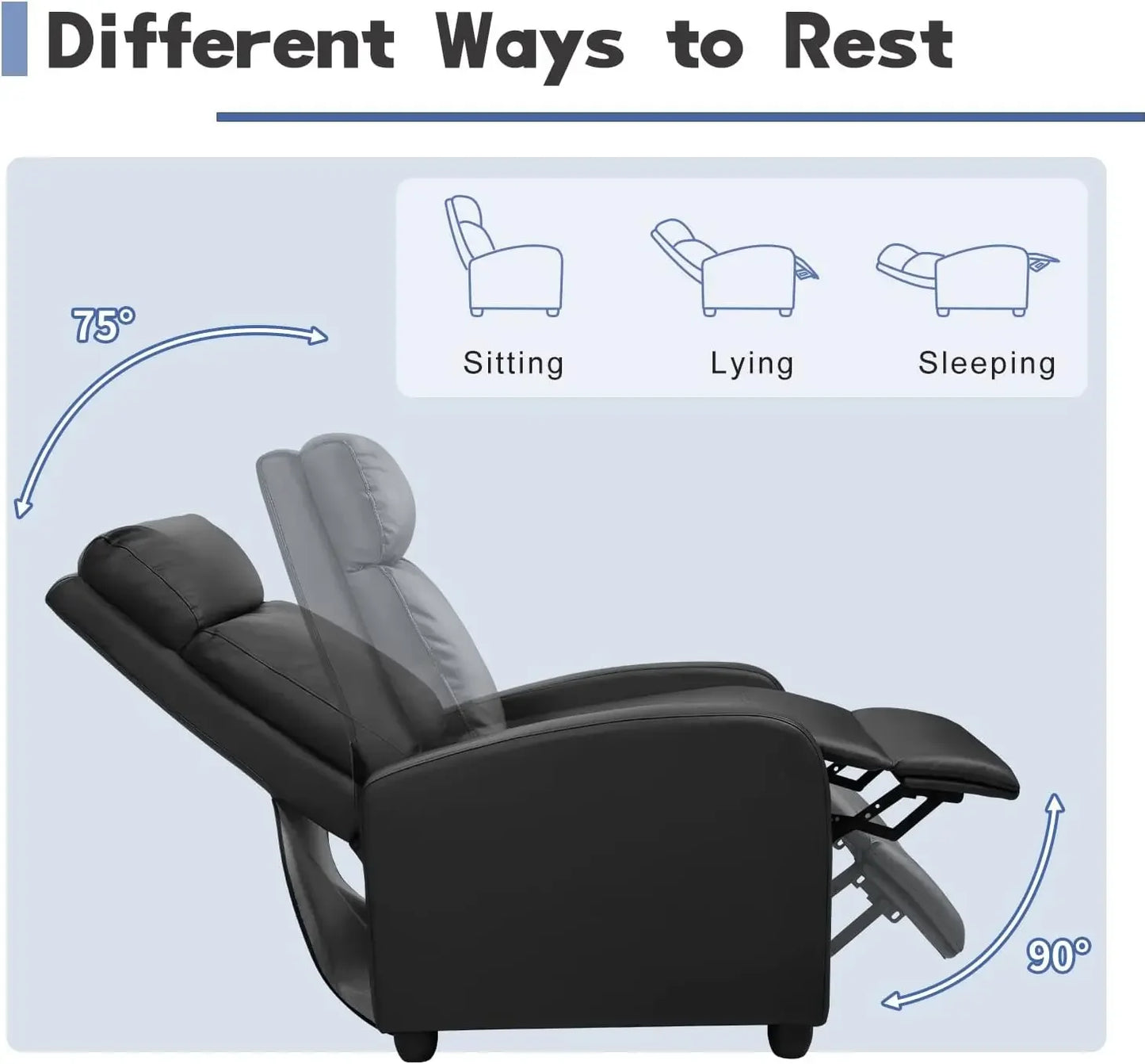 Massage Recliner Chair for Living Room Adjustable PU Leather Reclining Chair Home Theater Seating Modern Winback Single
