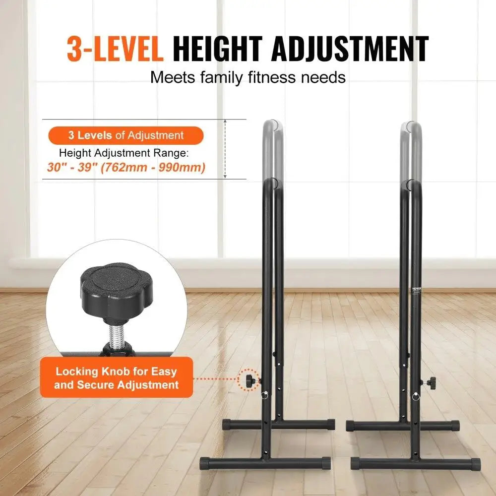 Adjustable Heavy Duty Dip Bars Fitness Workout Equipment Parallette Push Up Stand Parallel Training Home Gym 440lbs Capacity