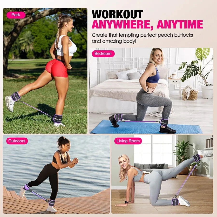 Ankle Resistance Bands with Cuffs for Leg and Booty Workouts: Effective Hip Fitness Training Equipment for Kickbacks and Butt L