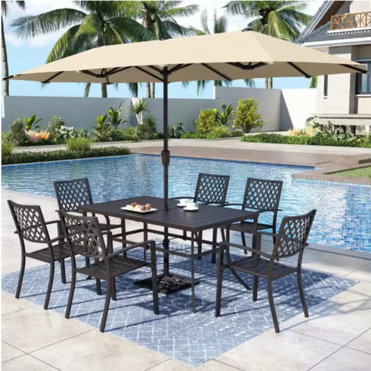 Outdoor Patio Dining Set，Perfect for having dinner or party with your closest family and friends plus yourself.