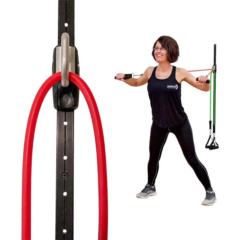 Space Saver Gym Resistance Bands Exercise Equipment for at Home Fitness Workout |  Kinetic Bands with 1 Rail, 1 Rail Car