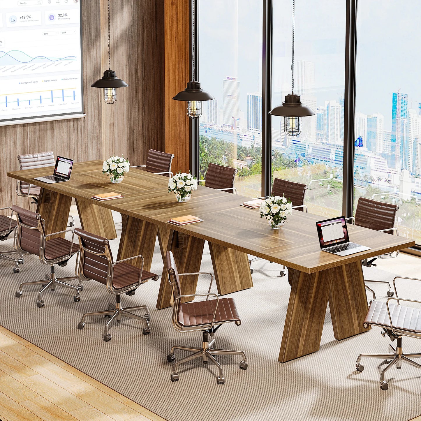 Tribesigns 70.9" Executive Desk, Large Office Computer Desk with Thicken Frame, Solid Wood Farmhouse Office Desk