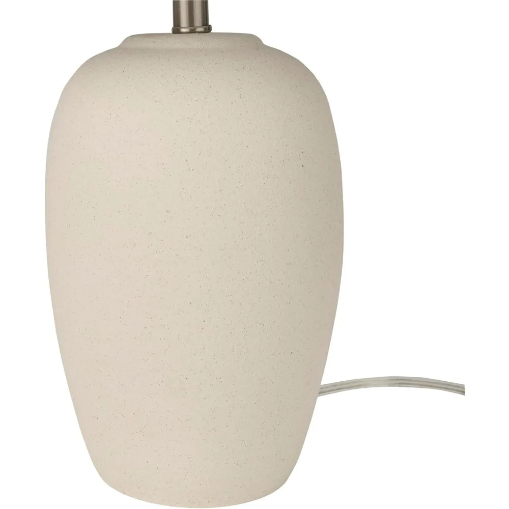 Nourison Home 23" Natural White Ceramic Jar Table Lamp for Bedroom, Living Room, Dining Office, with Off-White Shade