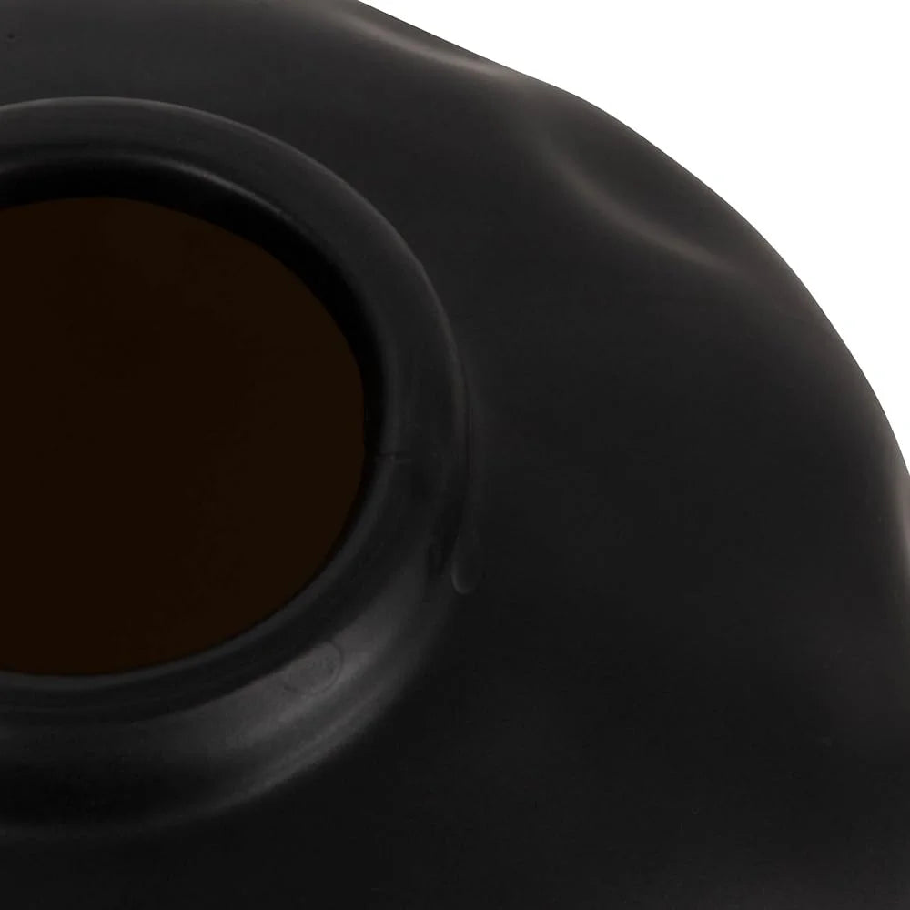 Contemporary Pinched Terracotta Vase Unique Organic Shape Matte Black Home Decor Dried Flowers and Botanicals