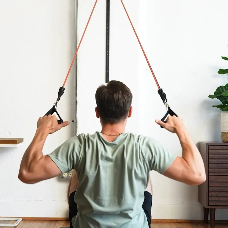 Space Saver Gym Resistance Bands Exercise Equipment for at Home Fitness Workout |  Kinetic Bands with 1 Rail, 1 Rail Car