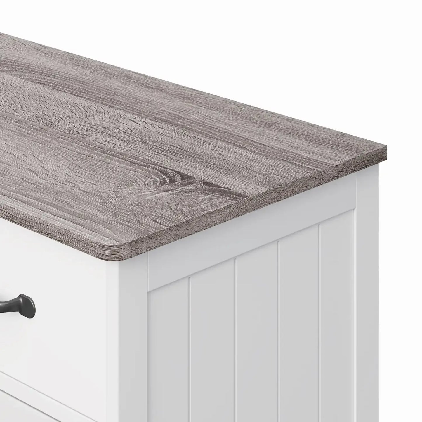 42" Kitchen Storage Cabinet, Wood Buffet Sideboard with 3 Doors & 3 Drawers, Gray Countertop