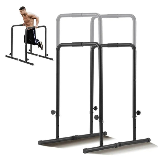 Adjustable Heavy Duty Dip Bars Fitness Workout Equipment Parallette Push Up Stand Parallel Training Home Gym 440lbs Capacity