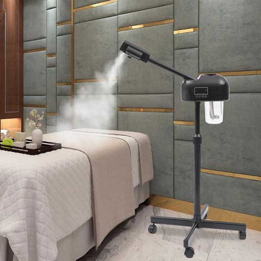 Facial Steamer for Esthetician Deep Cleaning Face Steamer for Facial with Hot Mist, Rolling Wheels & 360° Rotatable Spa