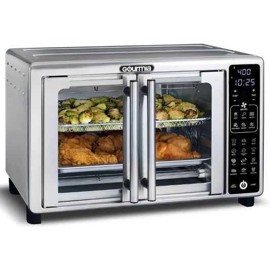 Gourmia 1700W Digital Oven Air Fryer, Multi-Mode One-Touch Preset, 24L, Stainless Steel, 6 Slices
