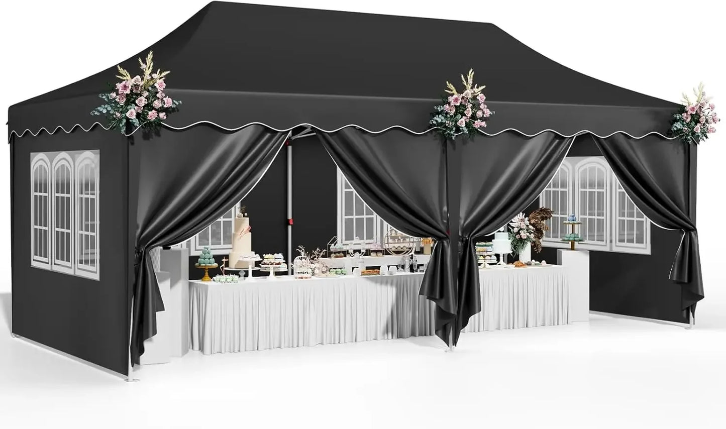 10×20 ft Heavy-Duty Party Tent – Outdoor Wedding Canopy with Carry Bag, 4 Sidewalls, 2 Zip Doors & 6 Sandbags