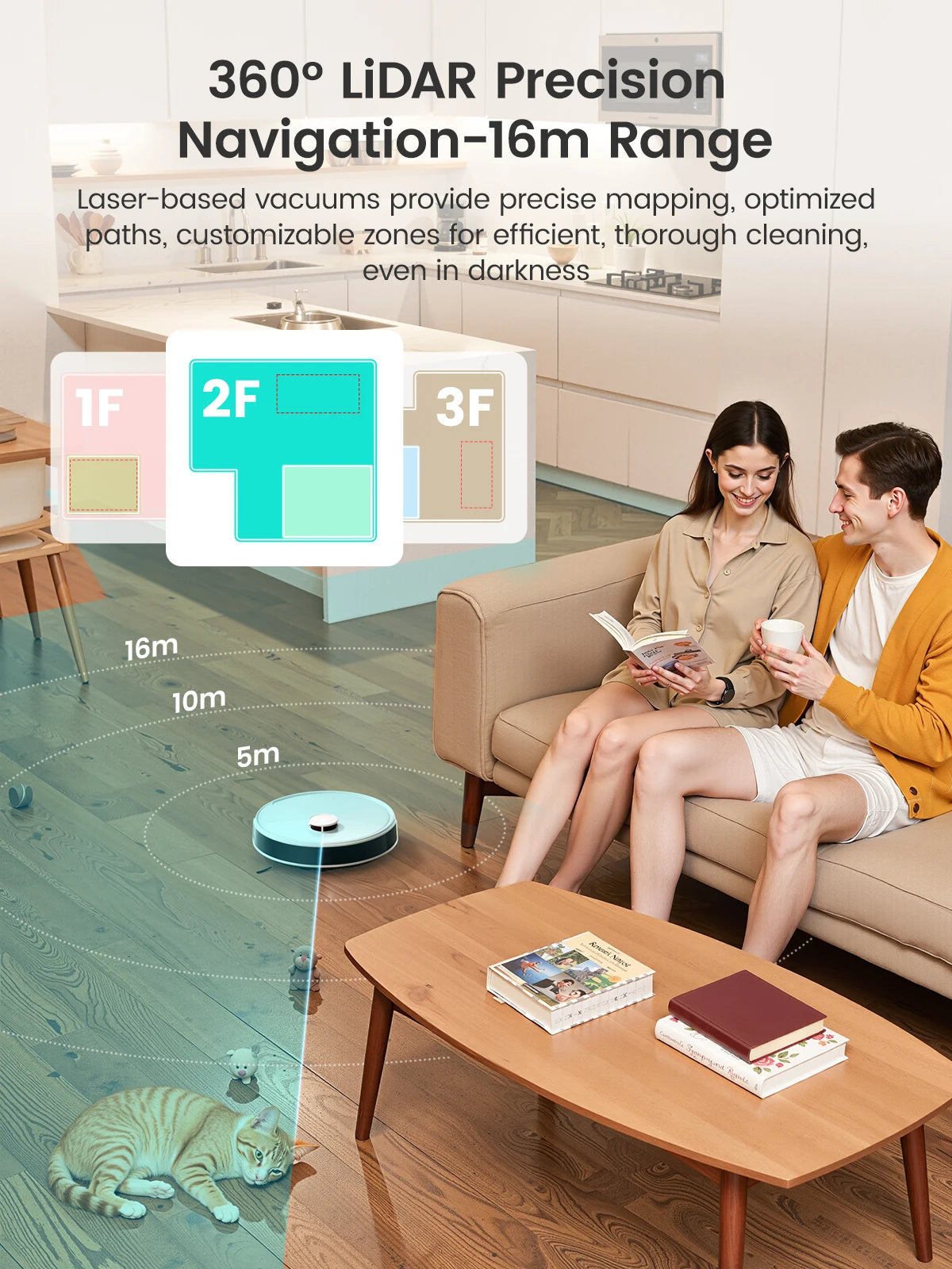 LEFANT M3 Robot Vacuum Cleaner, All-in-one Base Station, Suction 12,000 Pa,DToF Navigation, PSD Obstacle Avoidance Technology
