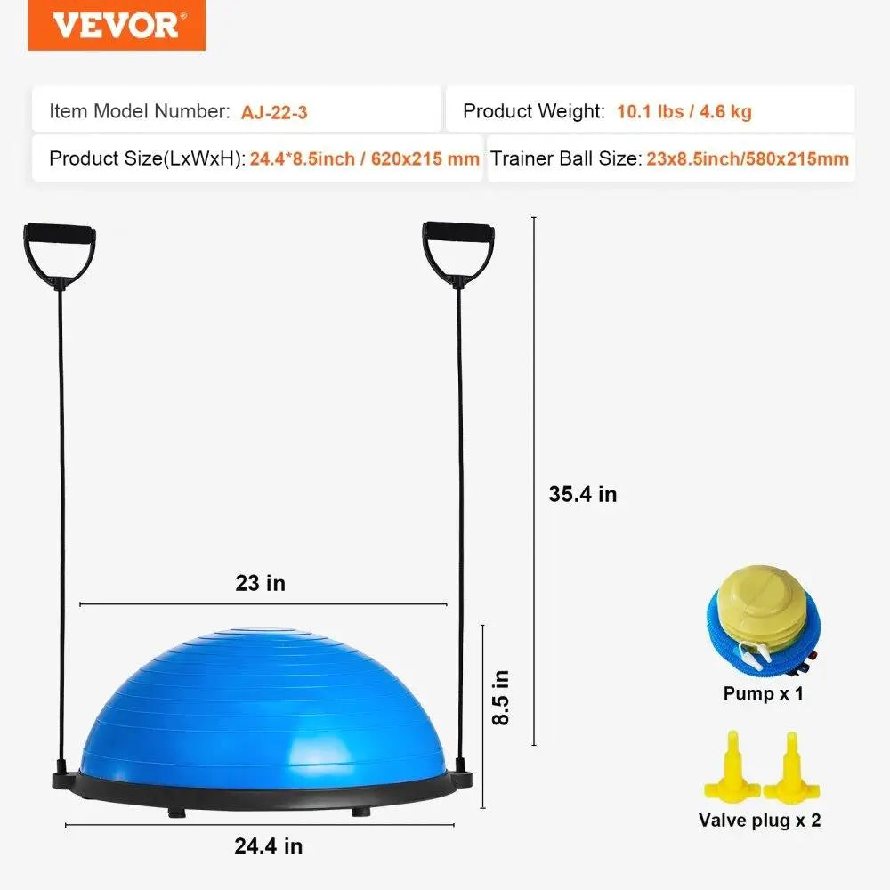 Exercise Ball Trainer for Strength Training 23 Inch Balance & Stability Ball with Resistance Bands and Foot Pump for home Gym Up