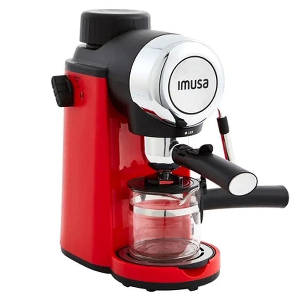 4 Cup Espresso Cappuccino Maker 800W Electric Frothing Wand Glass Carafe Removable Drip Tray Manual Operation Kitchen Appliance